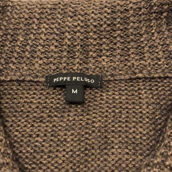 Peppe Peluso Brown lightweight Sweater Coat Woman Size Medium Missing Belt - Picture 3 of 7